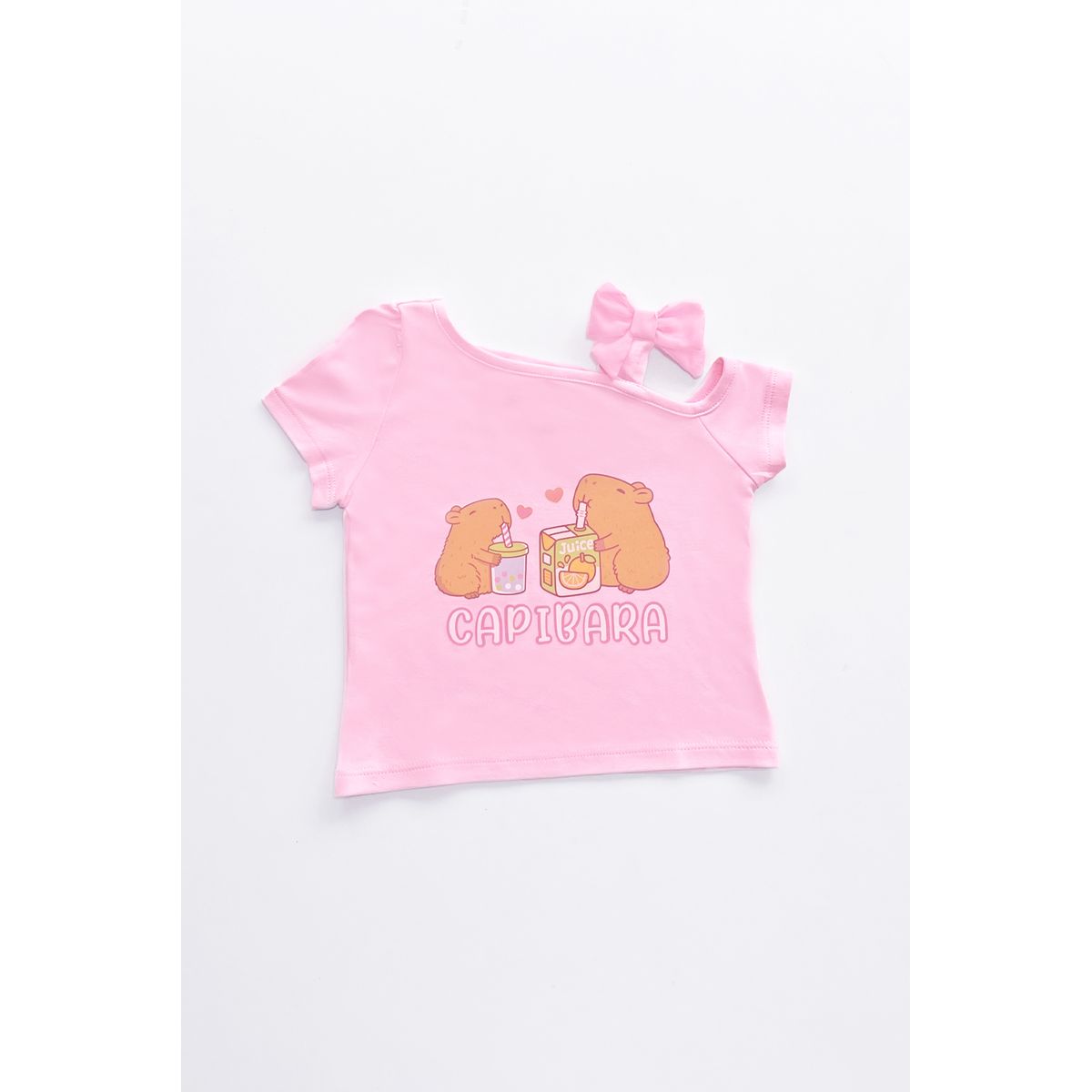 KIDS MASHMELO - POLO PARA NIÑA ASIMETRICO ESTAMPADO DE CAPIBARA KIDS MASHMELO