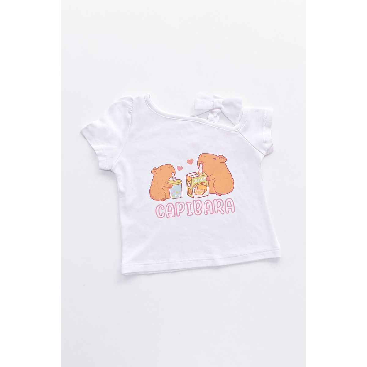 KIDS MASHMELO - POLO PARA NIÑA ASIMETRICO ESTAMPADO DE CAPIBARA KIDS MASHMELO