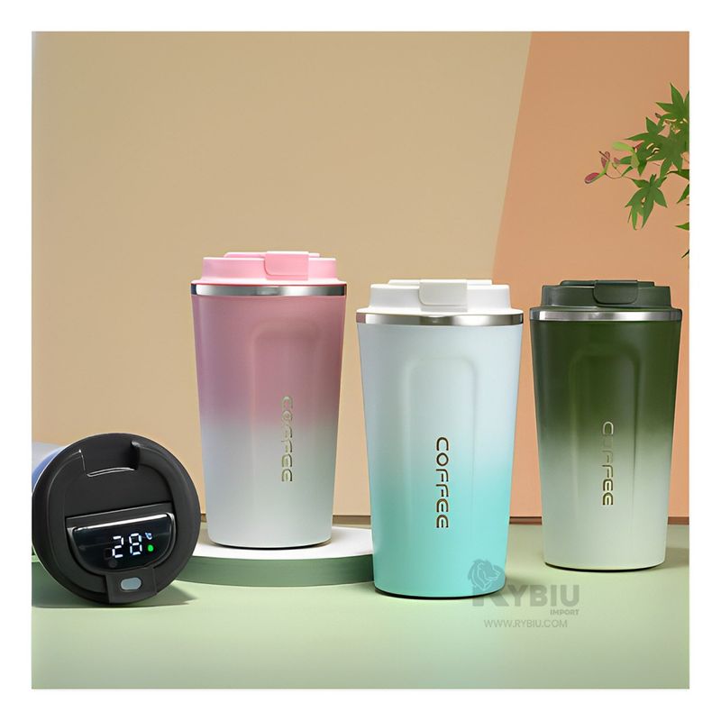 RYBIU IMPORT - Taza con Medidor Termico Verde y Blanco Y+Gift MiniAgenda