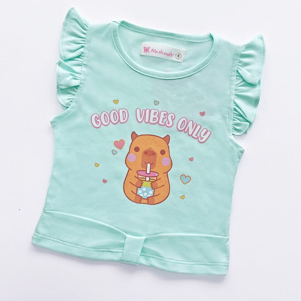 KIDS MASHMELO - POLO PARA NIÑA LAZO EN DELANTERO Y MANGAS ALITA CAPIBARA KIDS MASHMELO