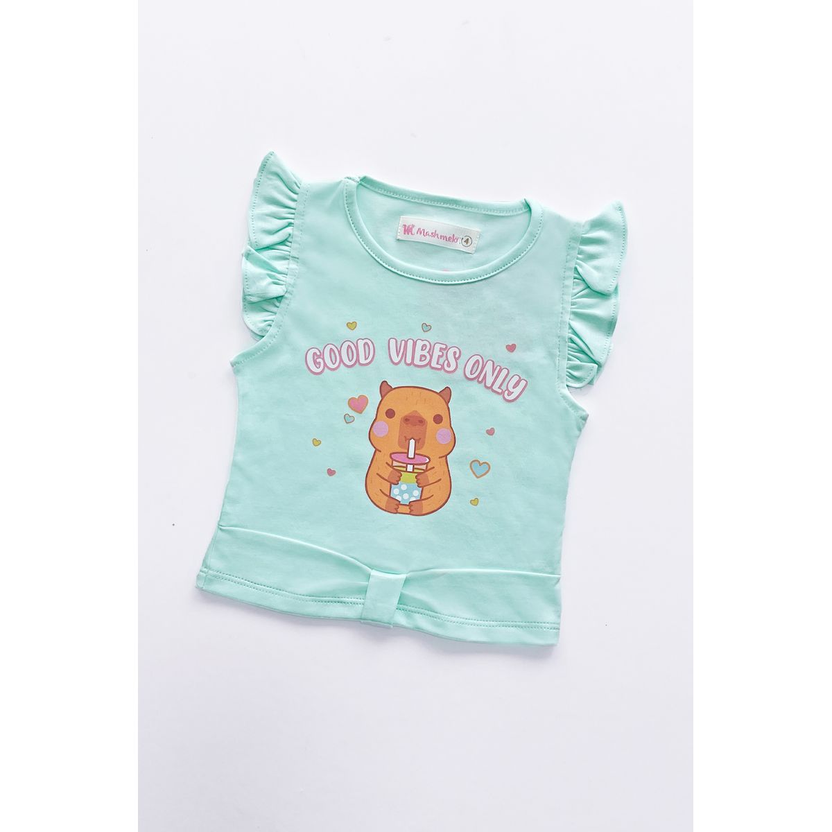 KIDS MASHMELO - POLO PARA NIÑA LAZO EN DELANTERO Y MANGAS ALITA CAPIBARA KIDS MASHMELO