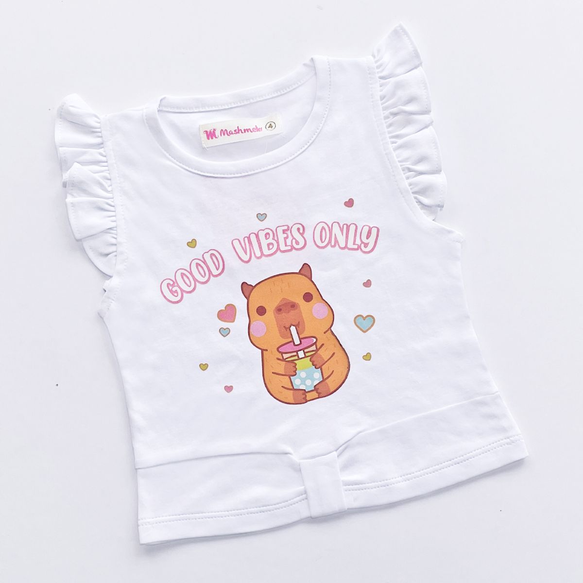 KIDS MASHMELO - POLO PARA NIÑA LAZO EN DELANTERO Y MANGAS ALITA CAPIBARA KIDS MASHMELO