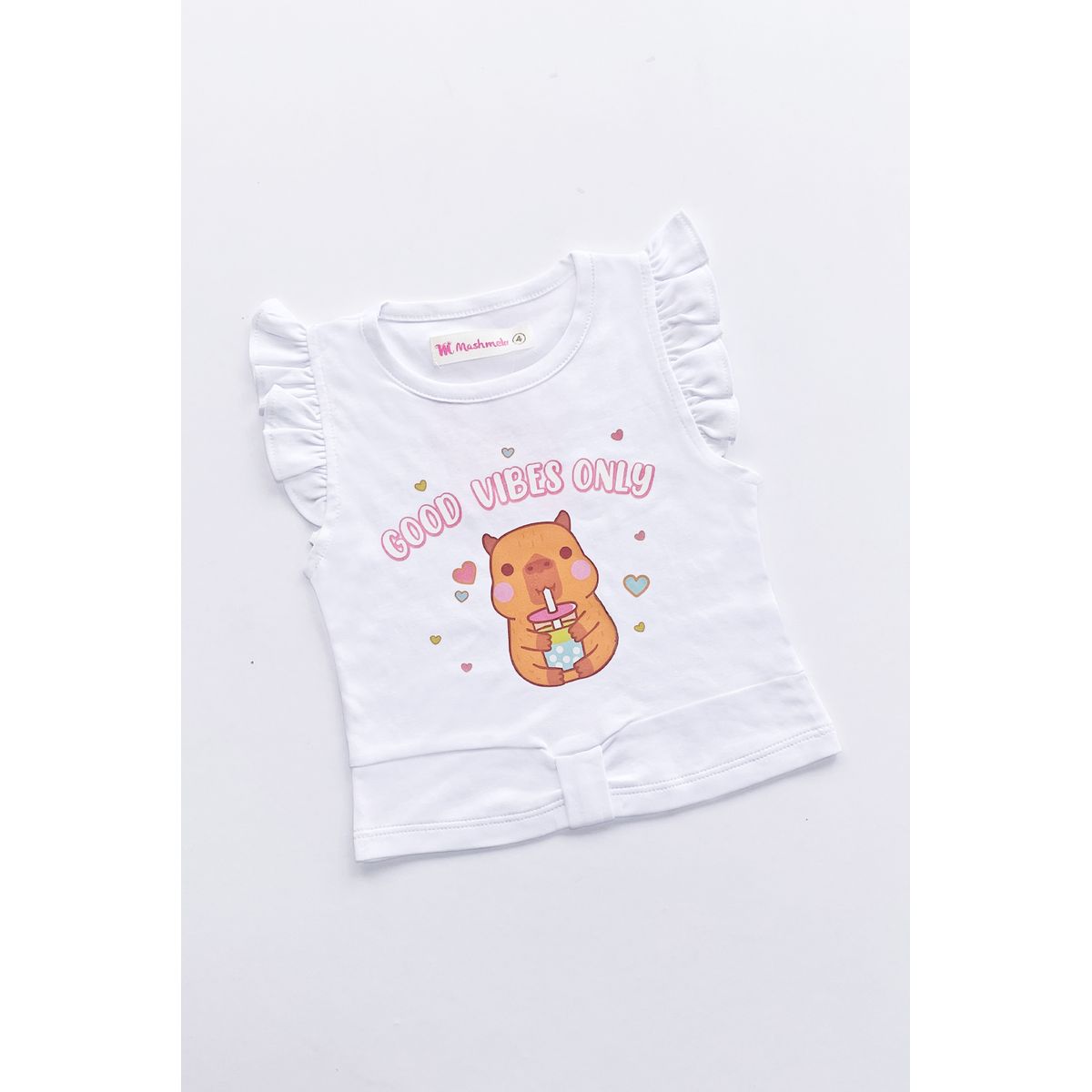 KIDS MASHMELO - POLO PARA NIÑA LAZO EN DELANTERO Y MANGAS ALITA CAPIBARA KIDS MASHMELO