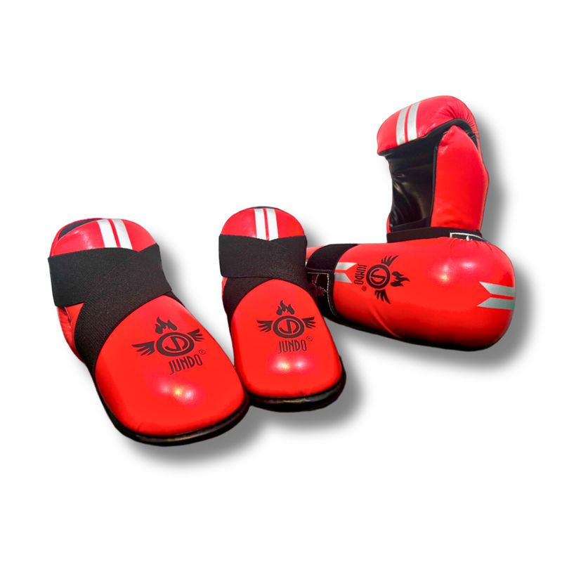 GENERICO - Set o kit Protectores de Taekwondo ITF - Jundo ROJO Talla L