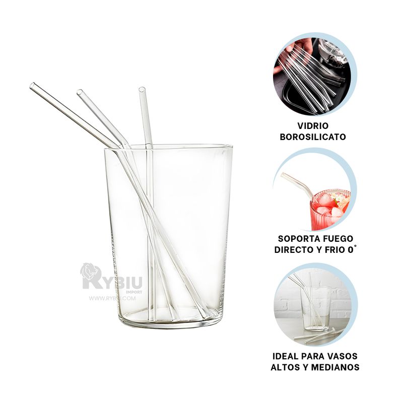 GENERICO - Popote para Vasos Medianos en Transparente Y+Gift Stickers