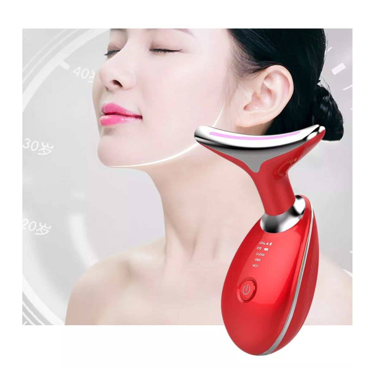 GENERICO - Masajeador Electrico Reductor De Arrugas - Recargable ROJO