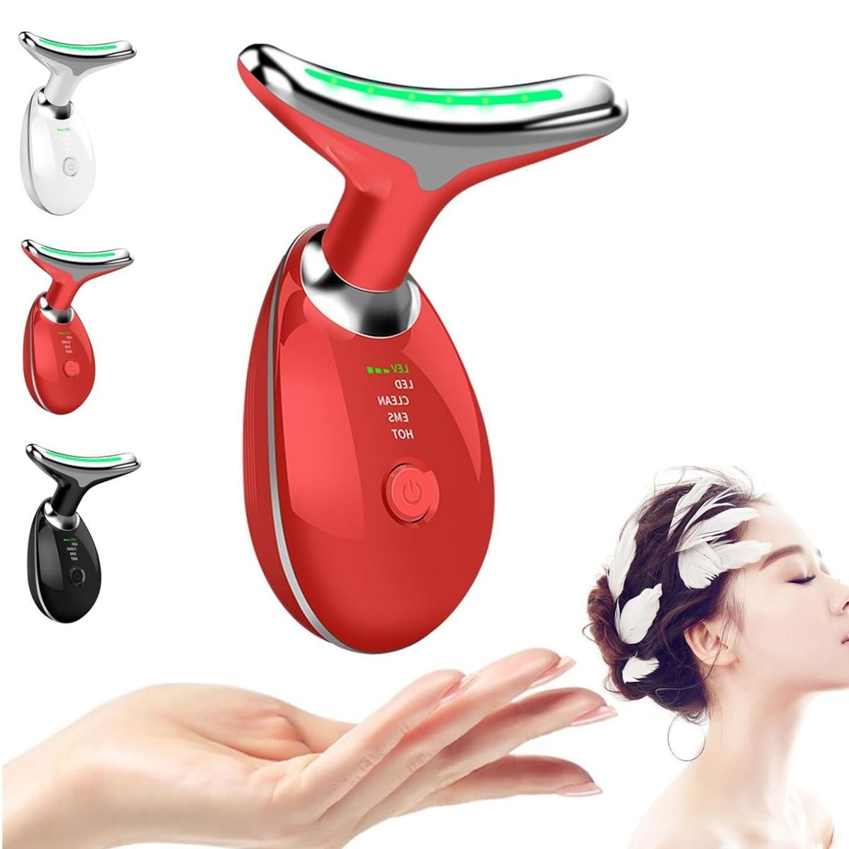 GENERICO - Masajeador Electrico Reductor De Arrugas - Recargable ROJO