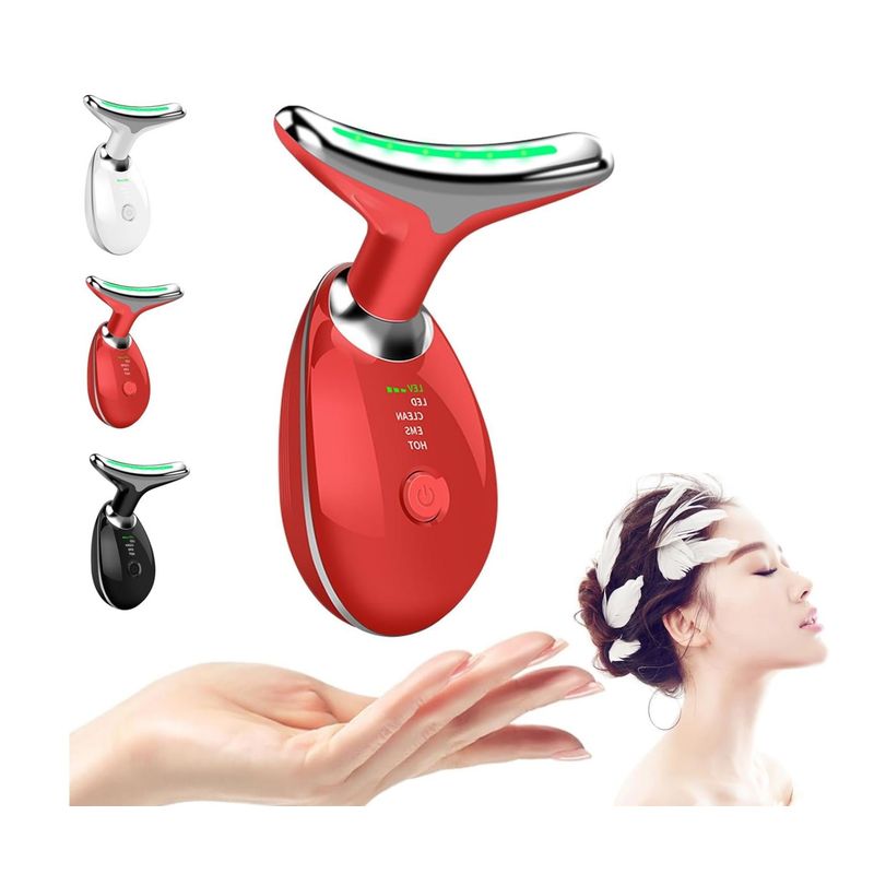 GENERICO - Masajeador Electrico Reductor De Arrugas - Recargable ROJO