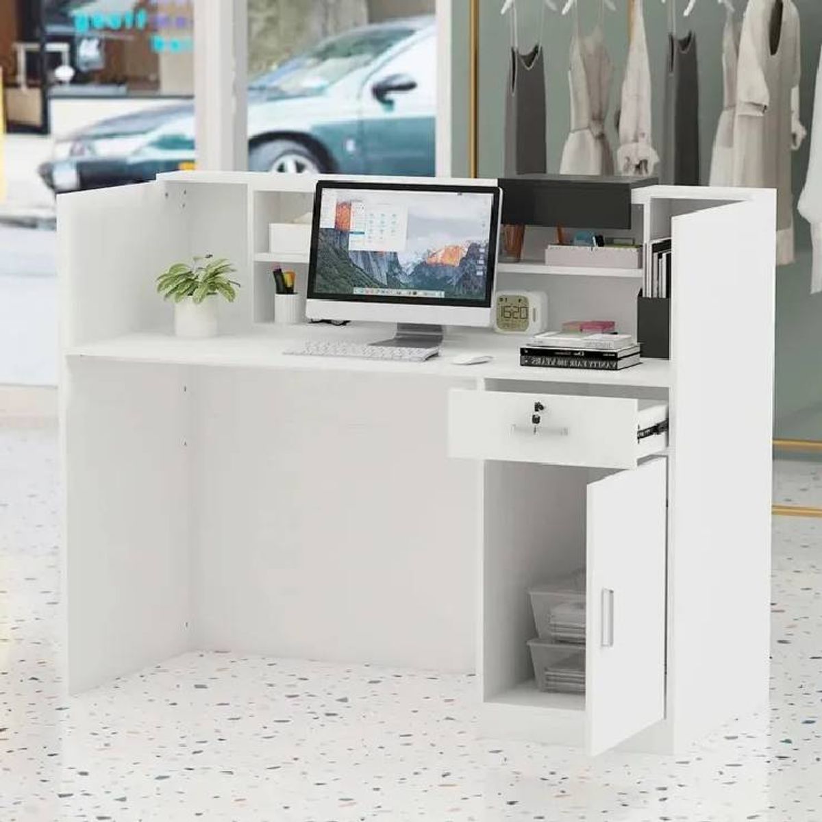 NACION MUEBLES - ESCRITORIO NACION MUEBLES COUNTER PARA OFICINA RICHI COLOR BLANCO