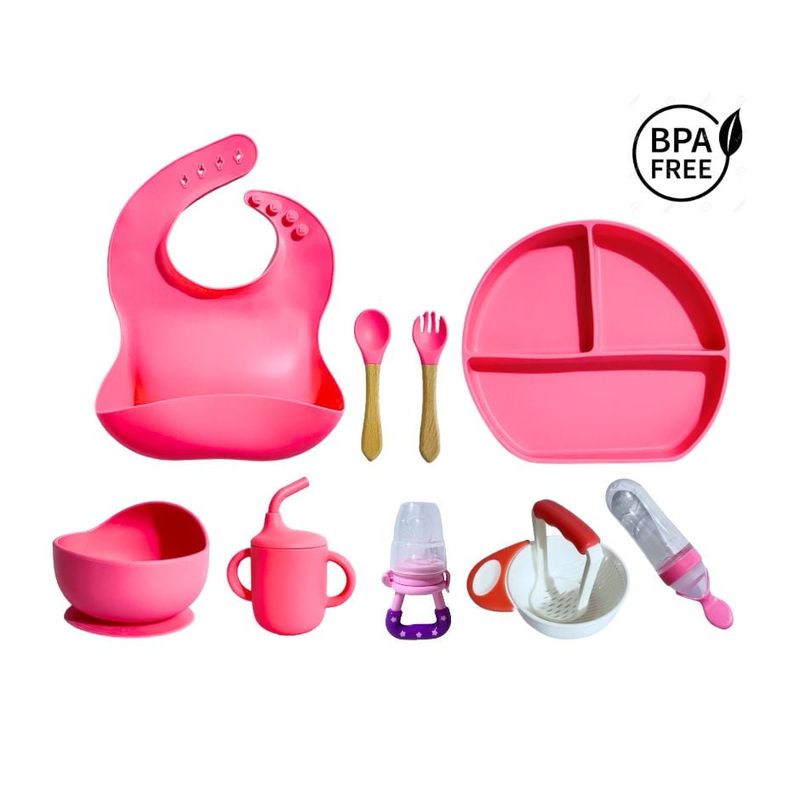 GENERICO - Kit de alimentación Modelo Circular color fucsia 9 piezas