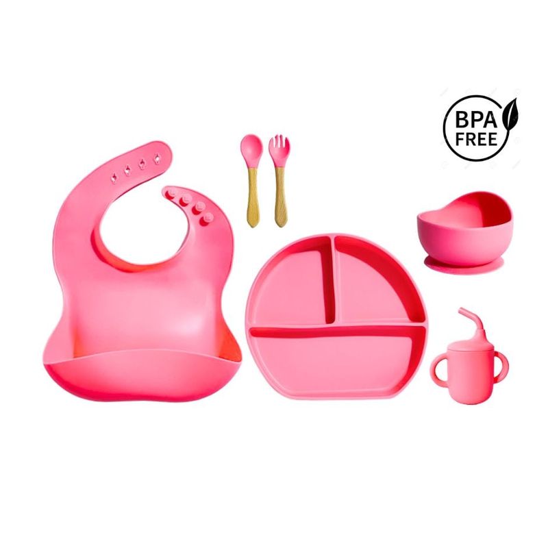 GENERICO - Kit de alimentación Modelo Circular color fucsia 6 piezas