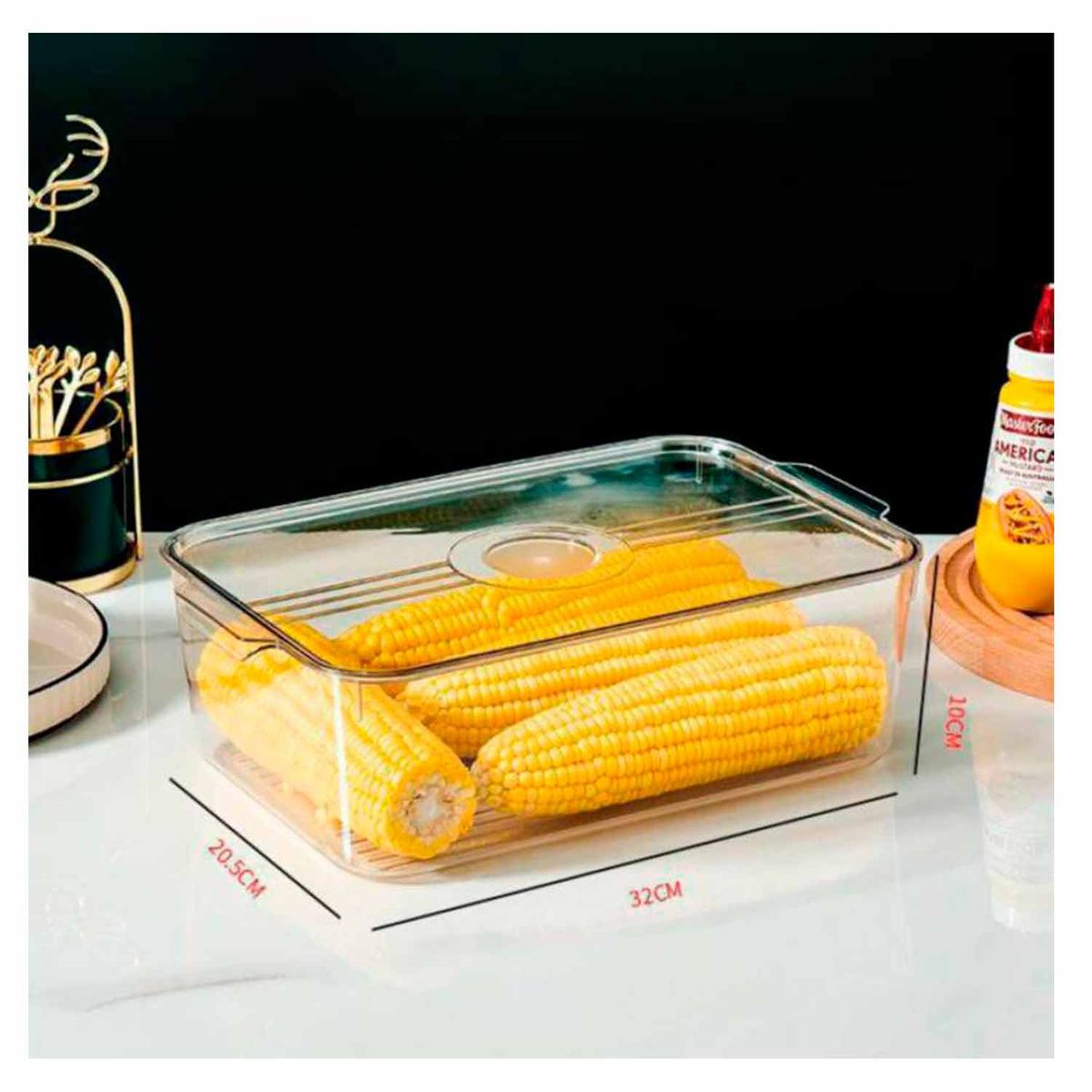 SIGNATURE PERU - Organizador de Refrigerador Para Frutas y Verduras Con Tapa y Drenaje