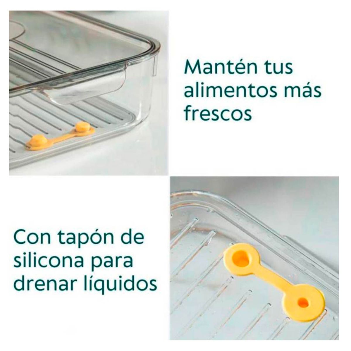 SIGNATURE PERU - Organizador de Refrigerador Para Frutas y Verduras Con Tapa y Drenaje