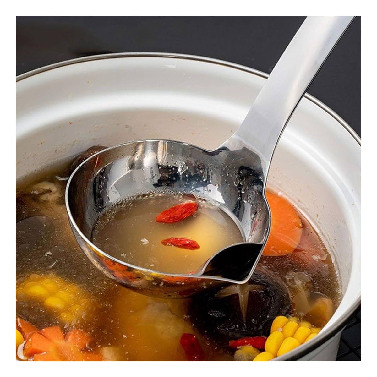 RYBIU IMPORT - Cucharon Practico para Uso Tono Plateado Y+Papel de Regalo