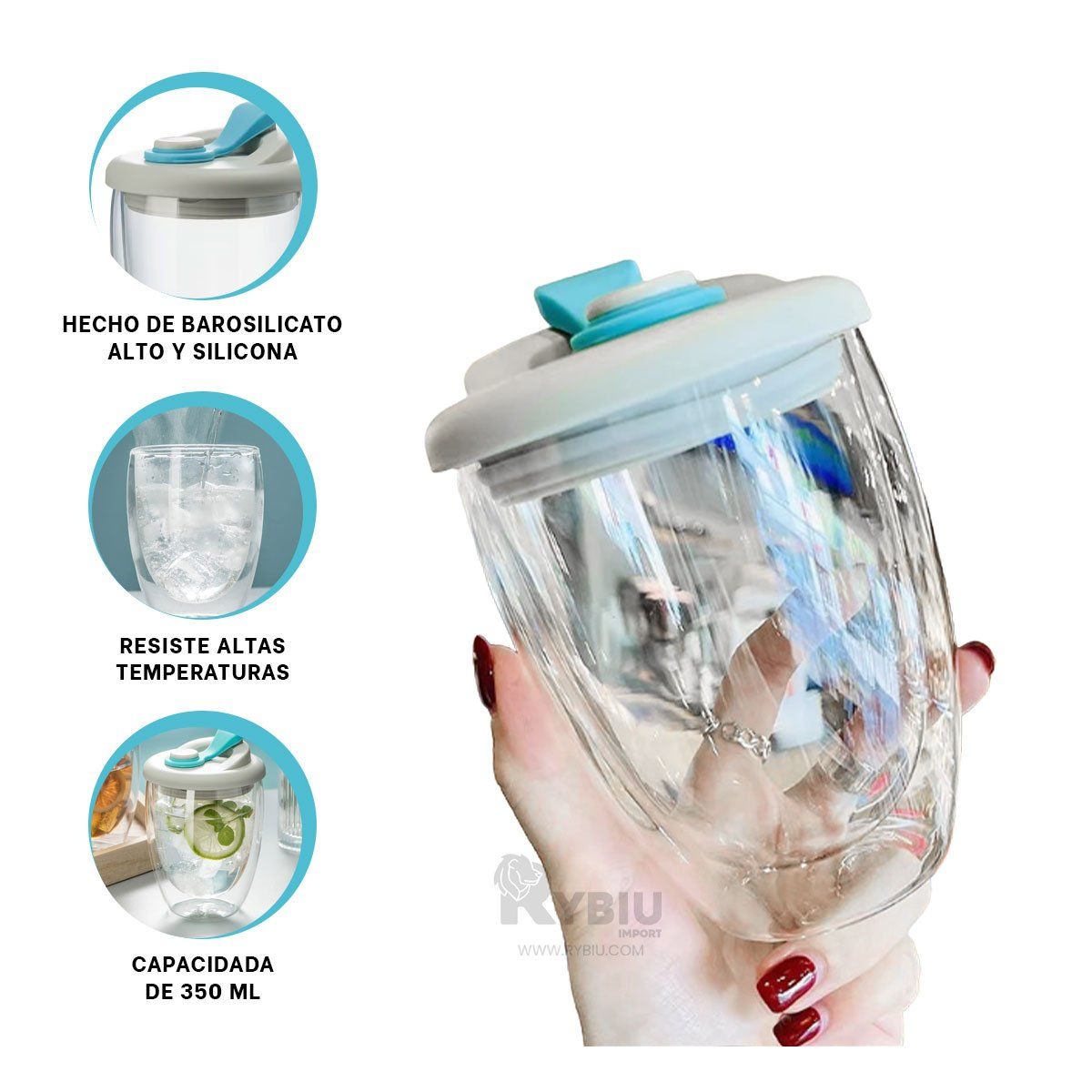 RYBIU IMPORT - Envase de Refrescos Frios Celeste 350ml Y+Post-it Adhesivos