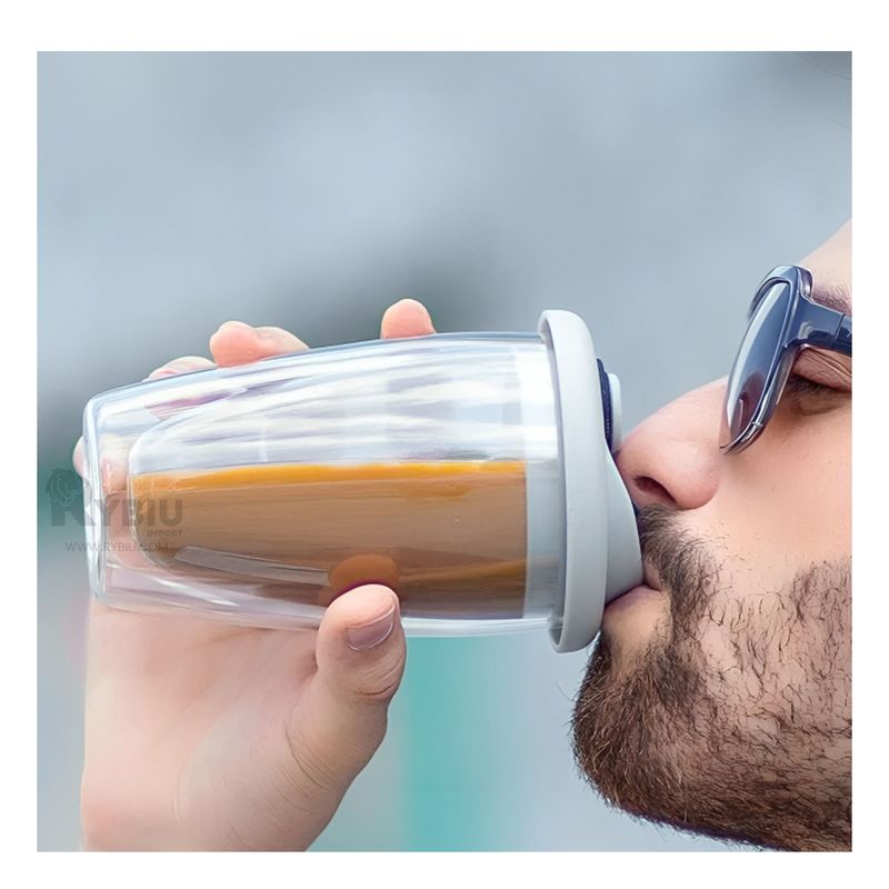 RYBIU IMPORT - Vaso de Vidrio Doble para Bebidas Tapa Plomo 350ml