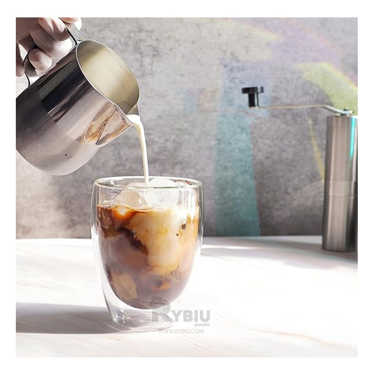 RYBIU IMPORT - Vaso Practico para Jugos en Plomo 350ml Y+Regalo Stickers