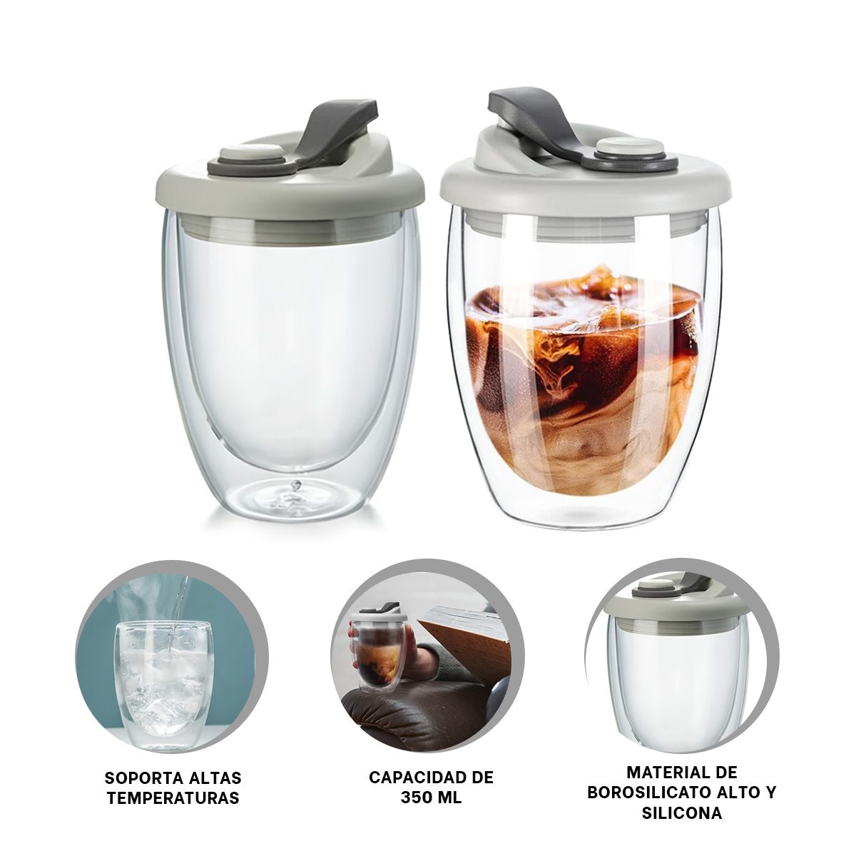 RYBIU IMPORT - Vaso Practico para Jugos en Plomo 350ml Y+Regalo Stickers