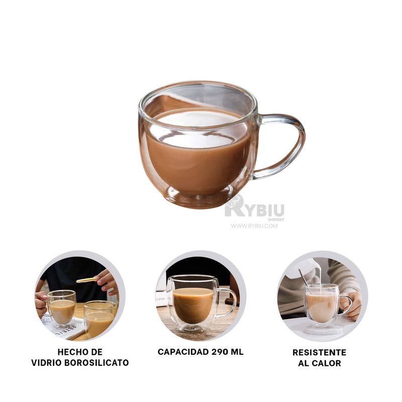 RYBIU IMPORT - Vaso para Infusiones Transparente Y+Regalo Ligas para Peinar