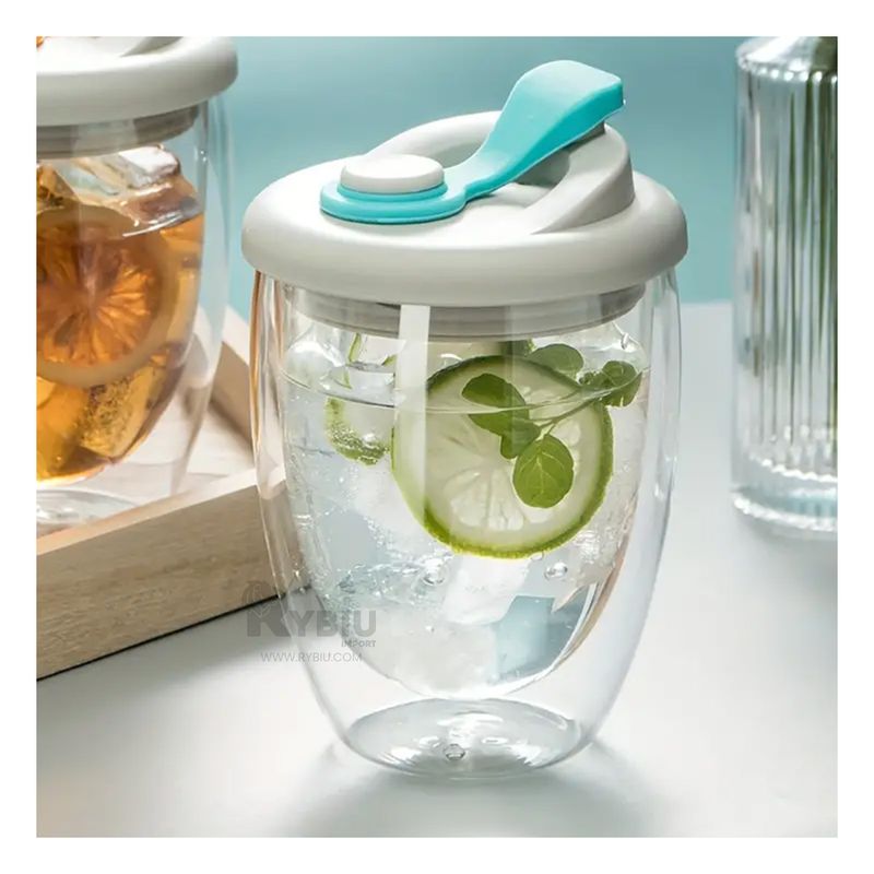RYBIU IMPORT - Vaso de Infusiones Calientes Celeste 450ml Y+Papel de Regalo