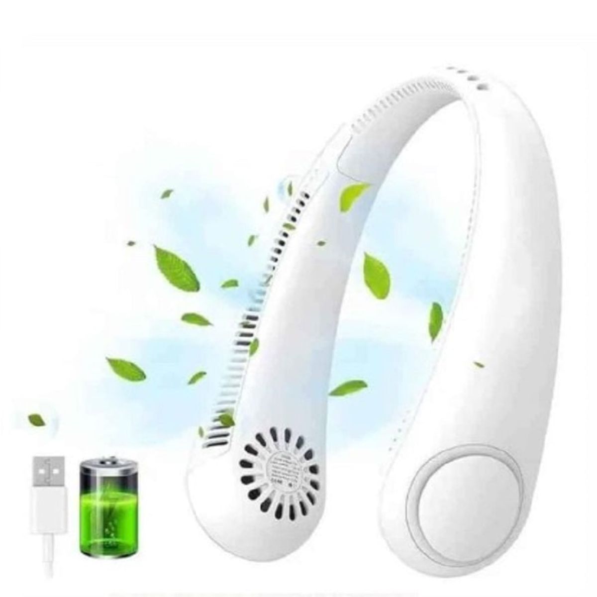 GENERICO - VENTILADOR PORTATIL CUELLO  BLANCO A1 DE CALIDAD