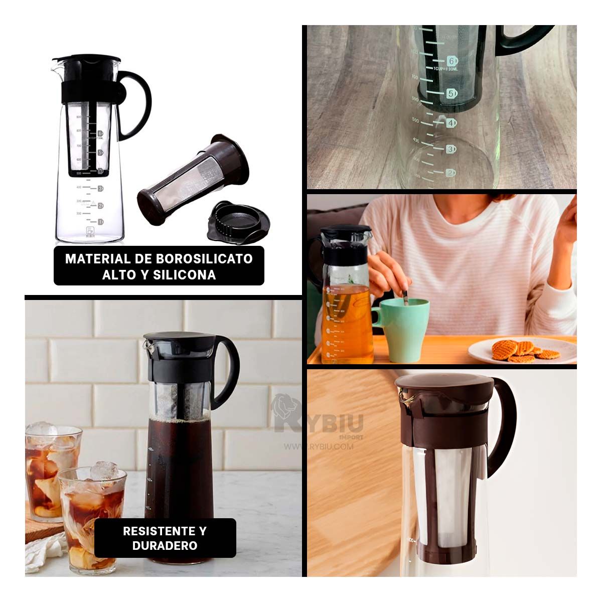 RYBIU IMPORT - Envase Hermetico y Filtrante de 900ml Y+Envoltorio de Regalo