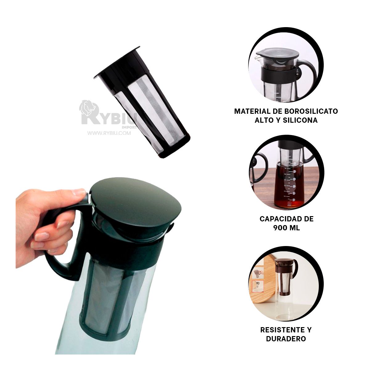 RYBIU IMPORT - Envase Hermetico y Filtrante de 900ml Y+Envoltorio de Regalo
