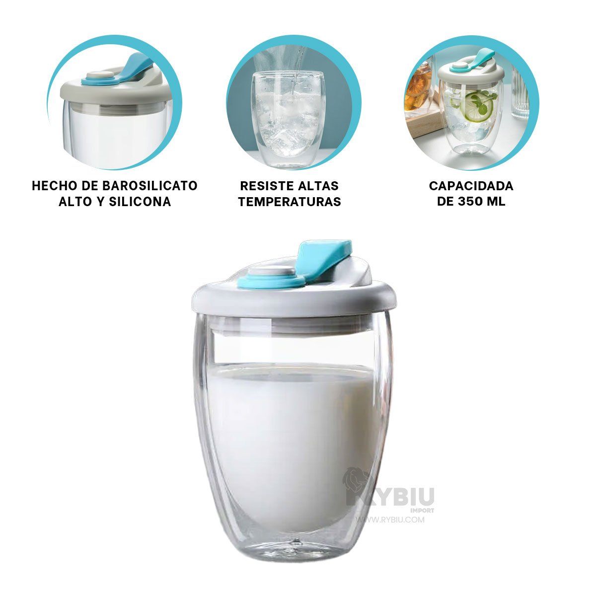 GENERICO - Vaso de Silicona para Beber Celeste 350ml Y+Papel de Regalo