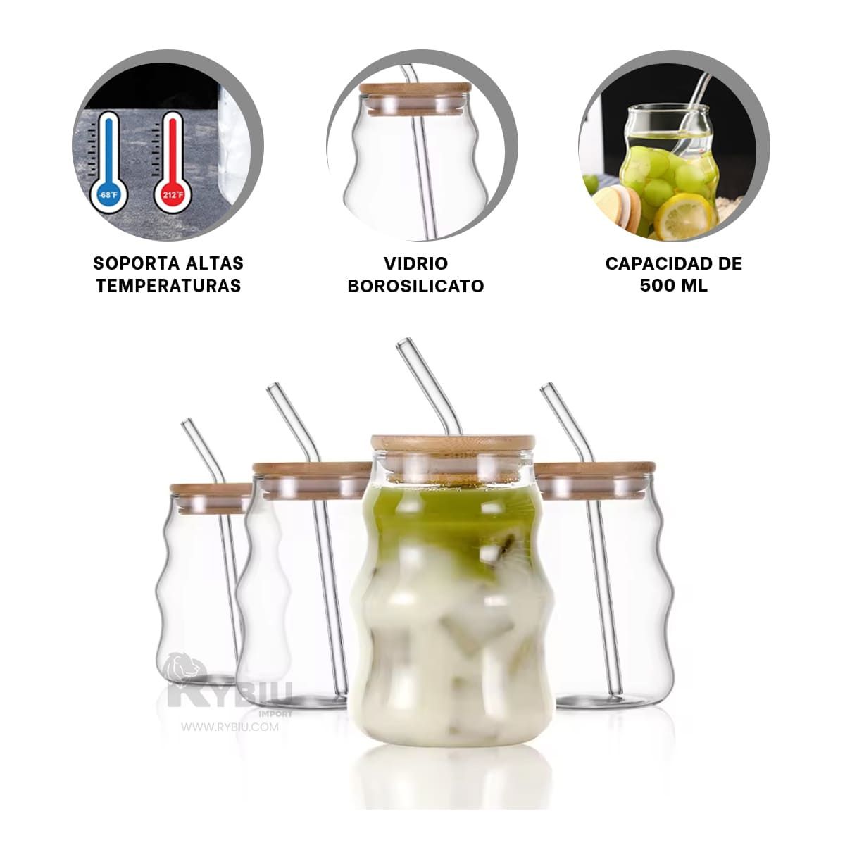 RYBIU IMPORT - Taza Multifuncional con Cañita 500ml Y+Gift MiniAgenda