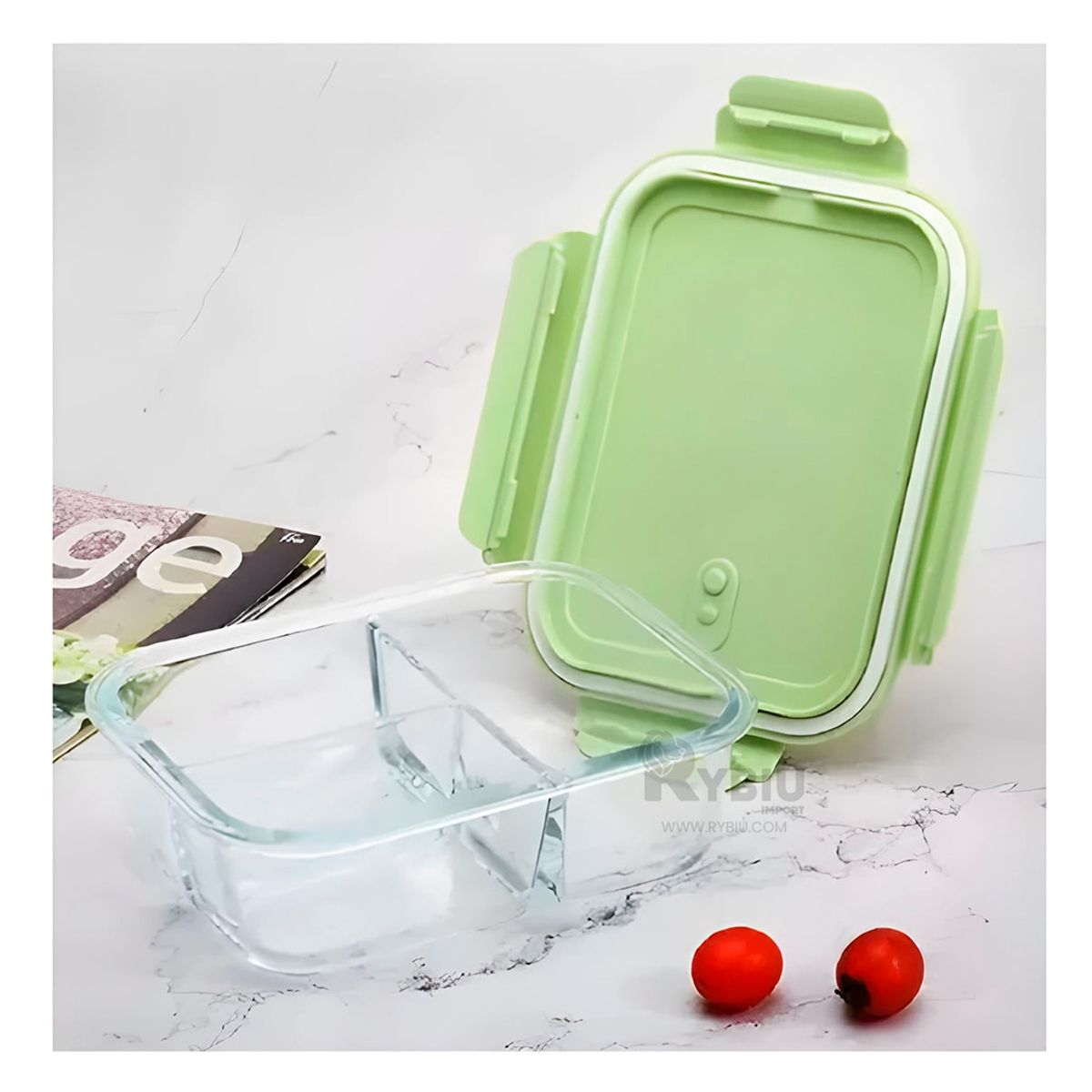 GENERICO - Taper Resistente de Vidrio con Tapa de 1040ml Verde