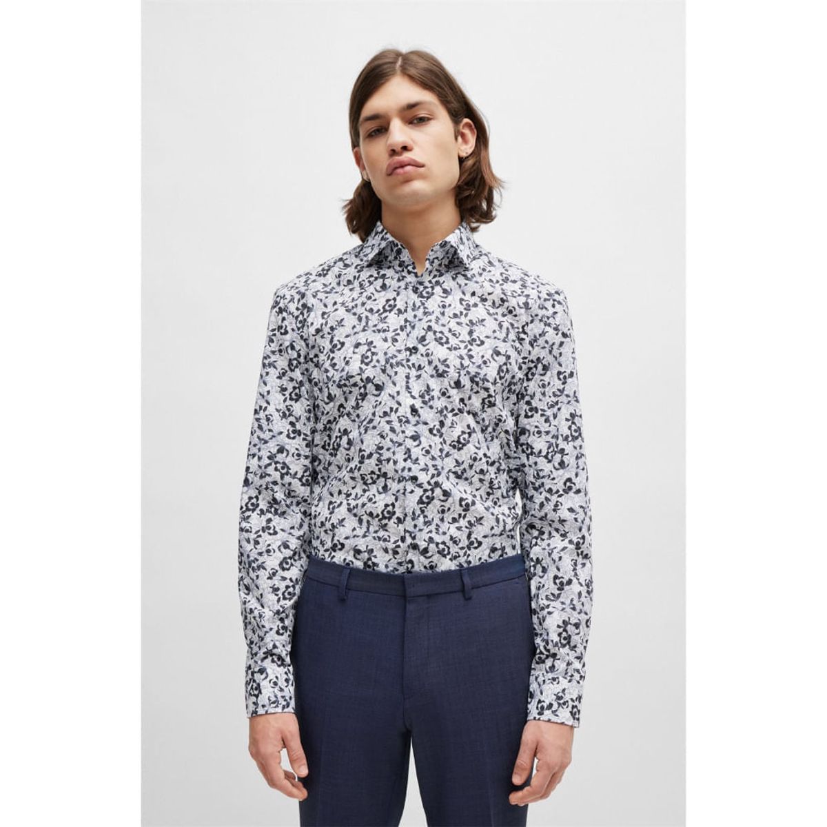 HUGO BOSS - Hugo - Camisa slim fit en popelín de algodón estampado