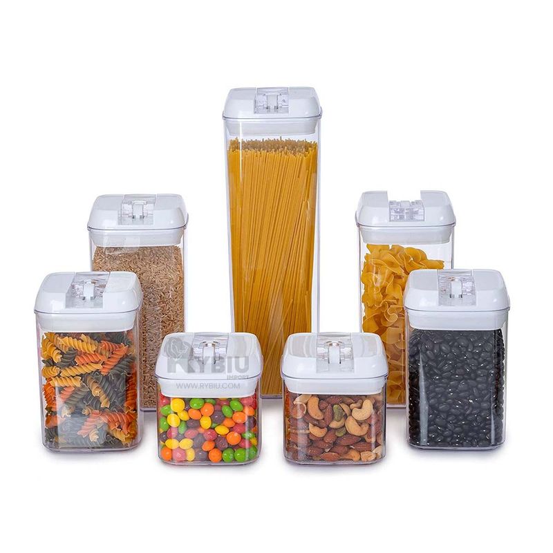 RYBIU IMPORT - Set de Contenedor 6 Acrilico Tapa Blanca Y+Ligas de Regalo