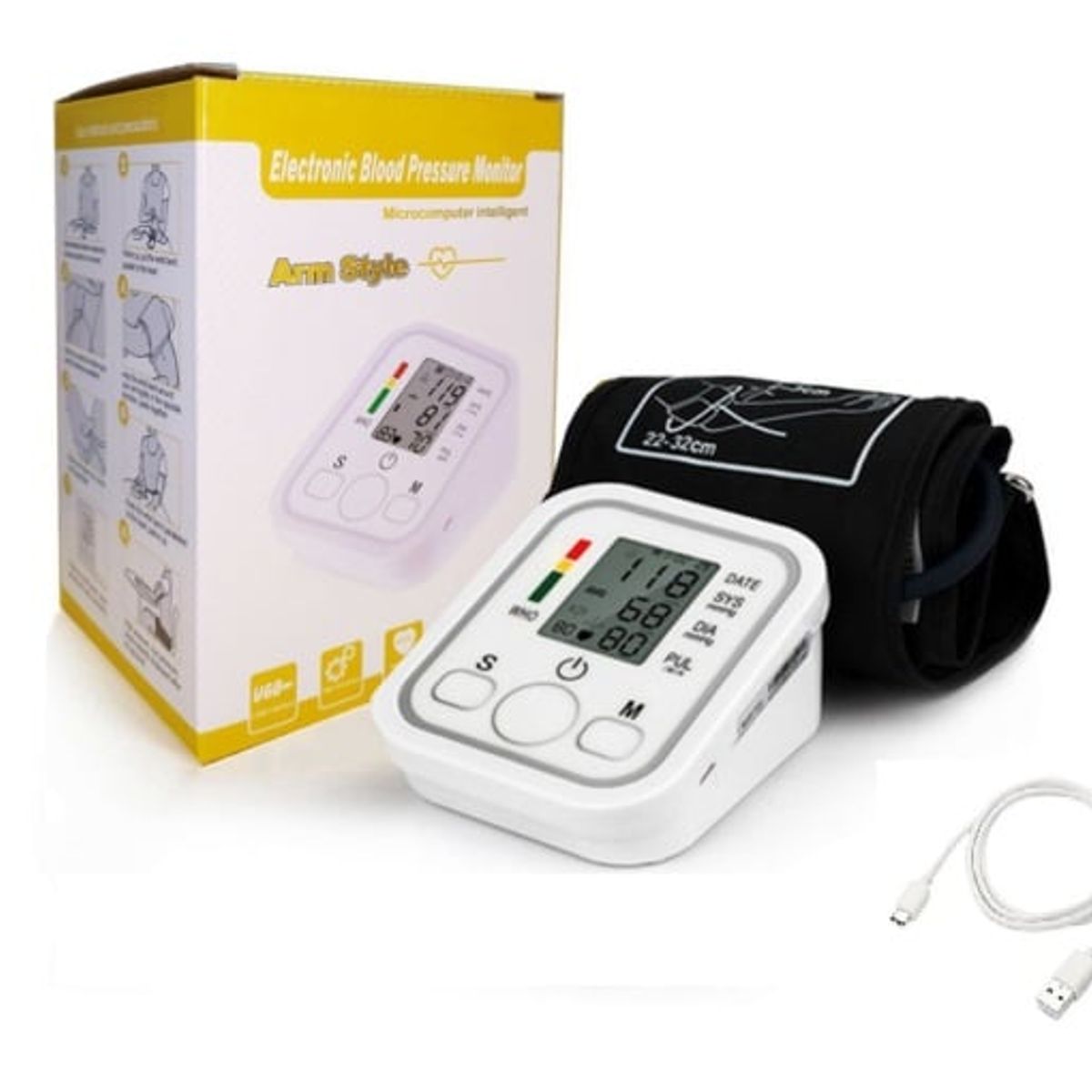 GENERICO - TENSIOMETRO DIGITAL DE BRAZO INCLUYE CABLE USB