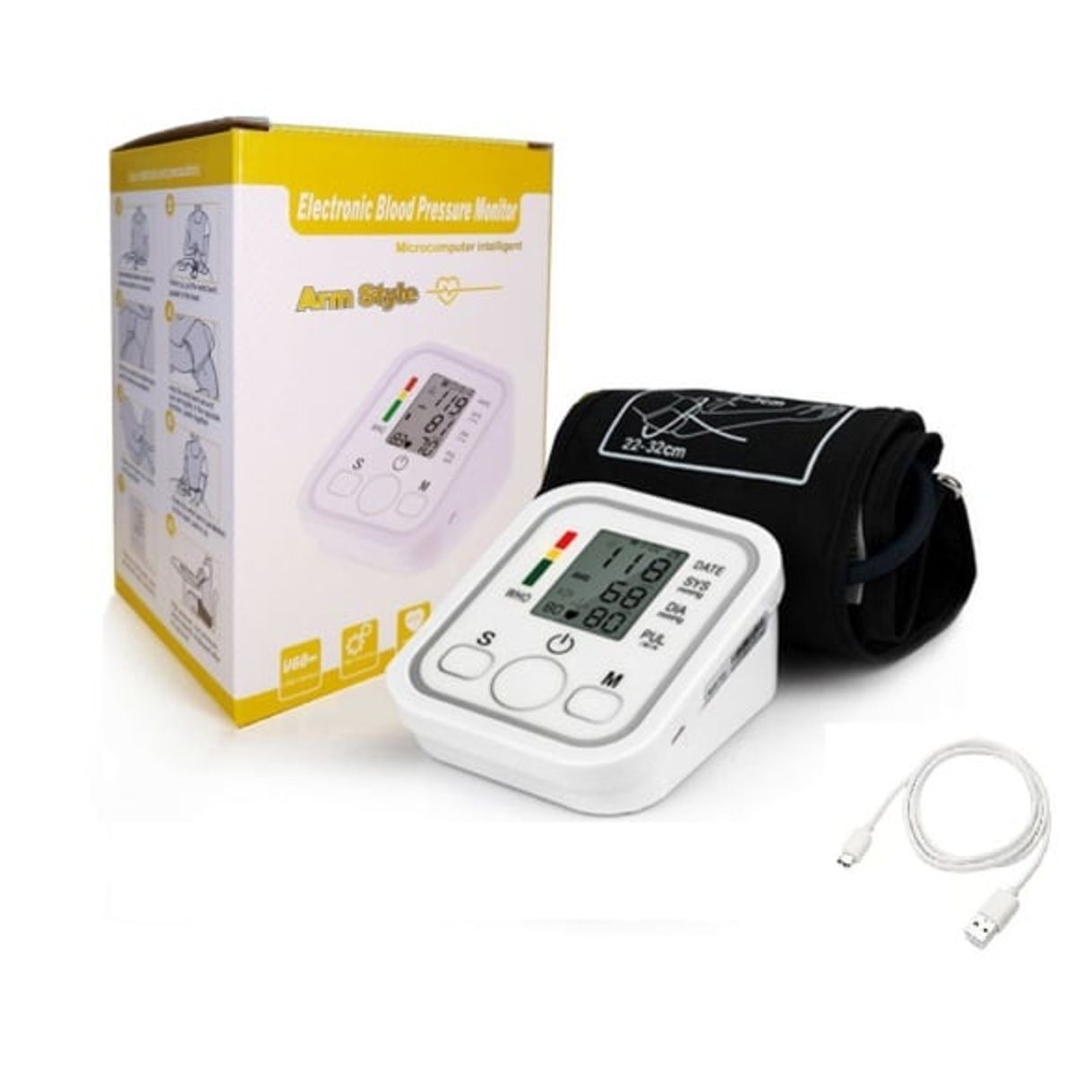 GENERICO - TENSIOMETRO DIGITAL DE BRAZO INCLUYE CABLE USB