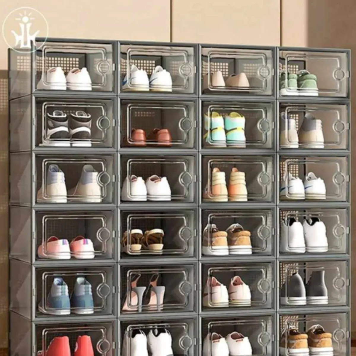 GENERICO - Pack x 20 Organizador De Zapatos Apilables De ABS - Negro