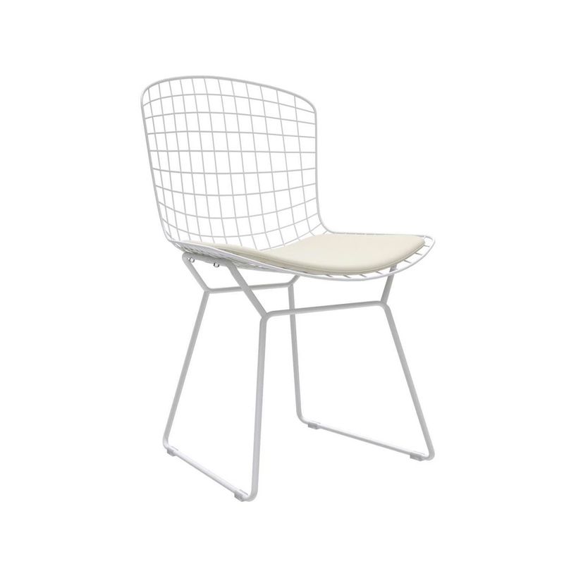 OFIDEAS - Silla De Comedor Diseño Bertoia Cojin Blanco Ofideas