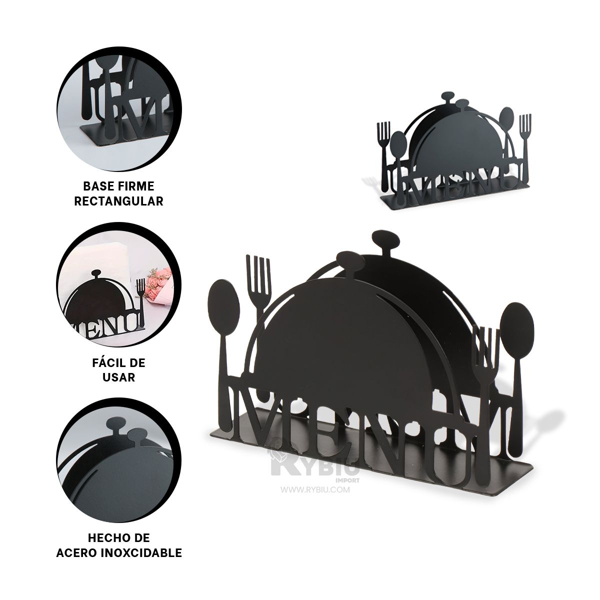 GENERICO - Soporte Moderno para Servilletas en Negro Y+Gift MiniAgenda