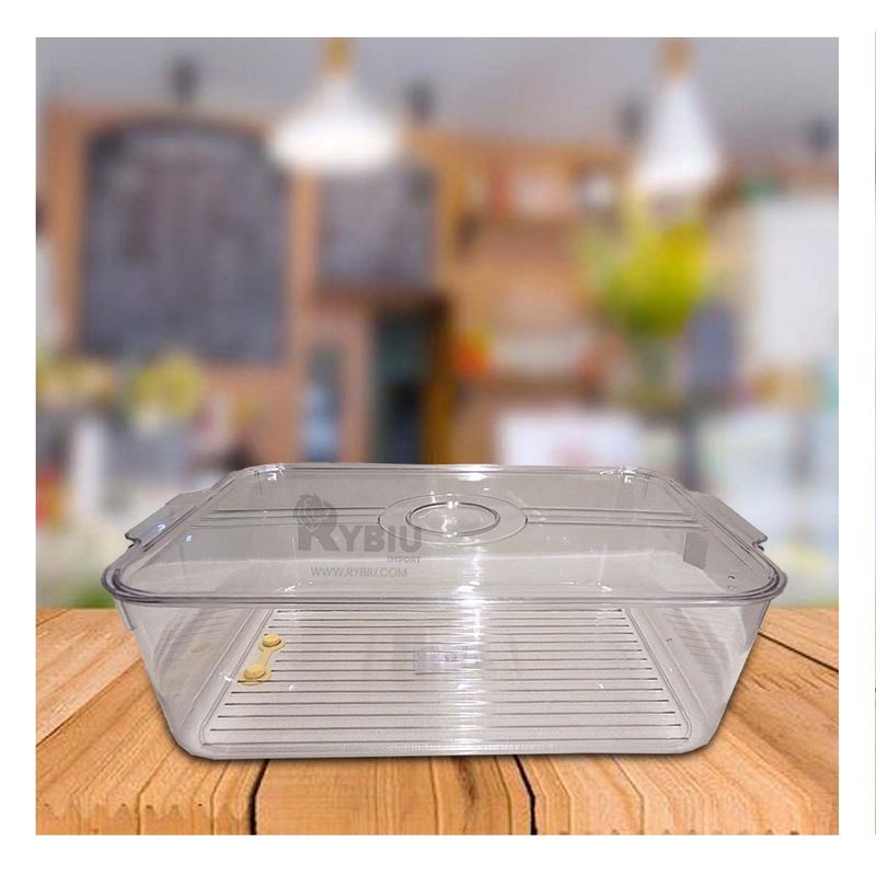 RYBIU IMPORT - Bandeja Acrilica con Tapa Recta Asas Pequeñas 30x20x15cm