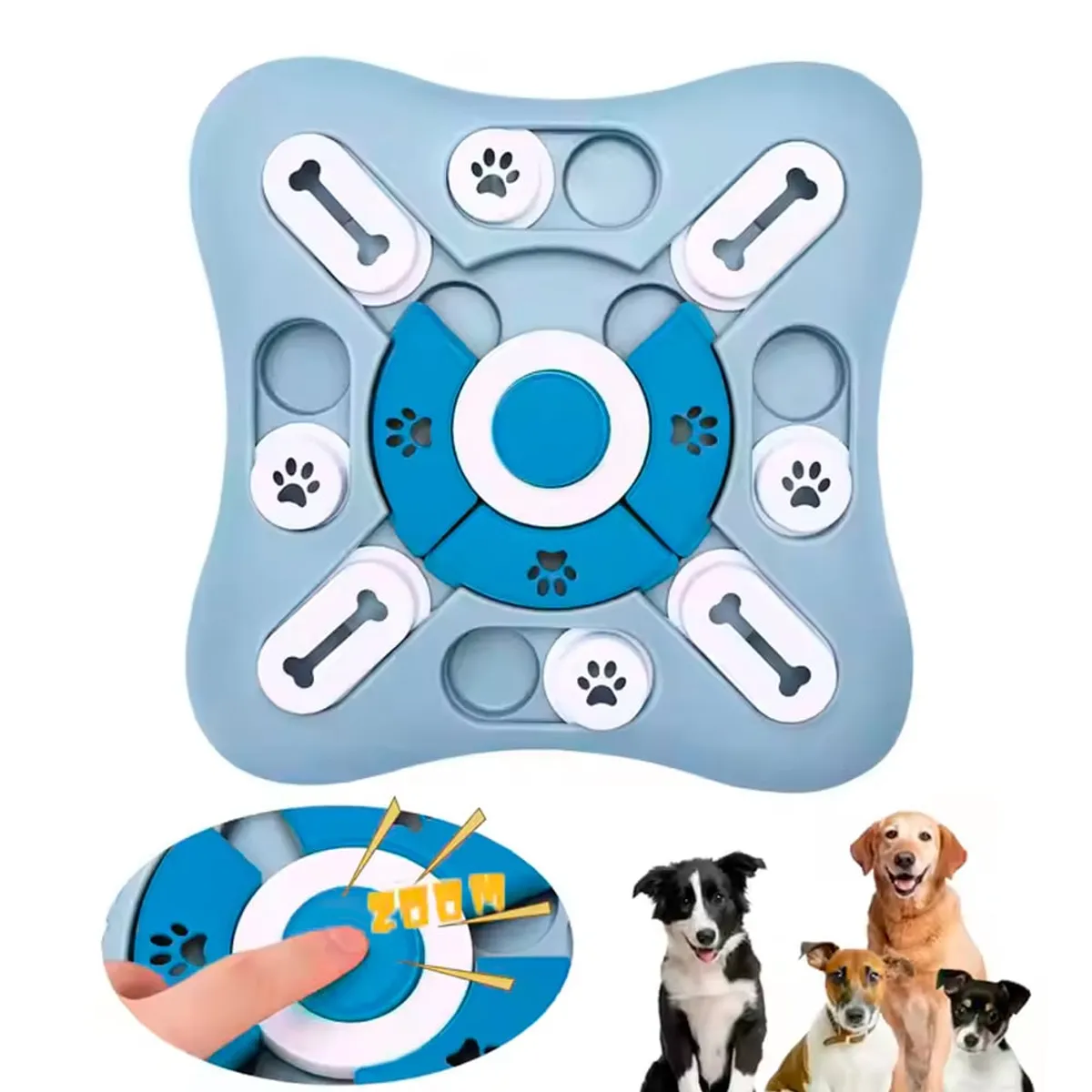 VARIOS - Juguete para Perros Gatos Puzzle Rompecabeza Alime 25.4 Azul
