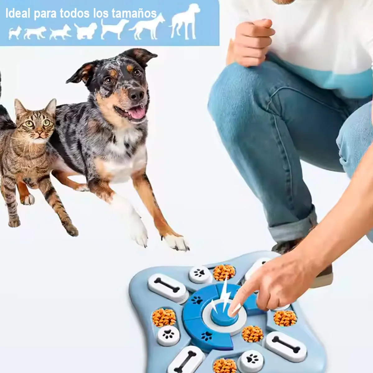 VARIOS - Juguete para Perros Gatos Puzzle Rompecabeza Alime 25.4 Azul