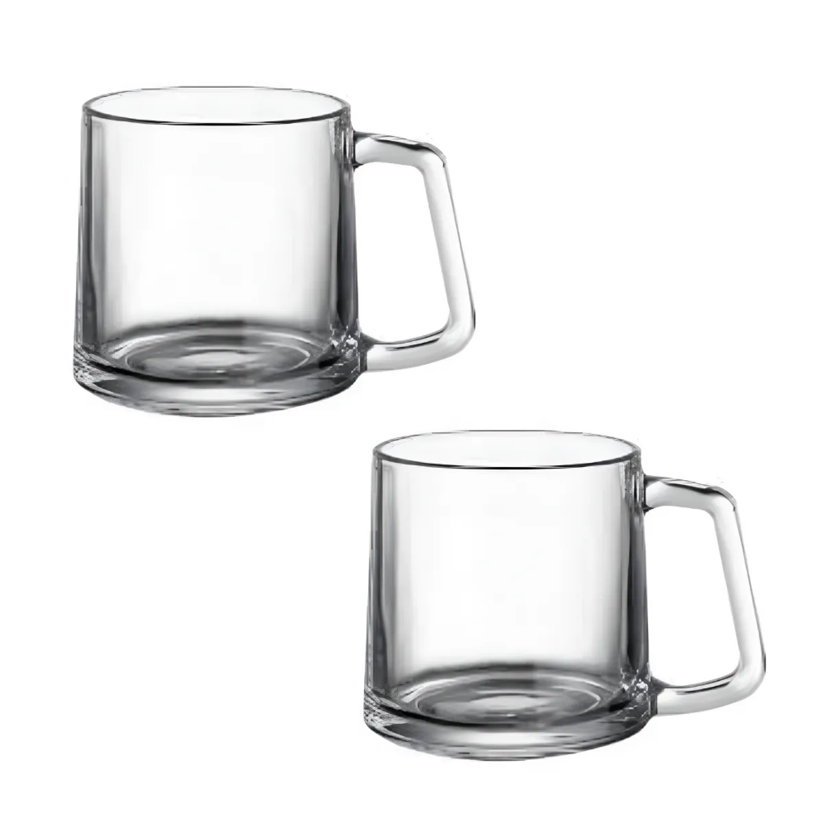 INSPIRA - Set de 2 Tazas de Vidrio con Mango Recto 300 ml