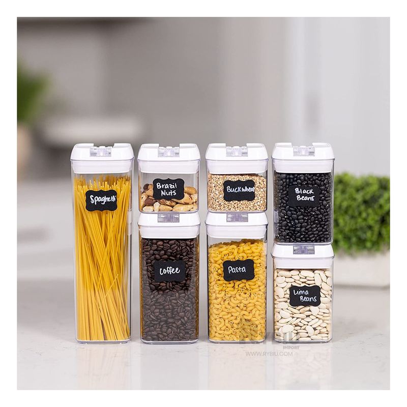 RYBIU IMPORT - Recipientes de Comida Set de 7 Color Tapa Blanca