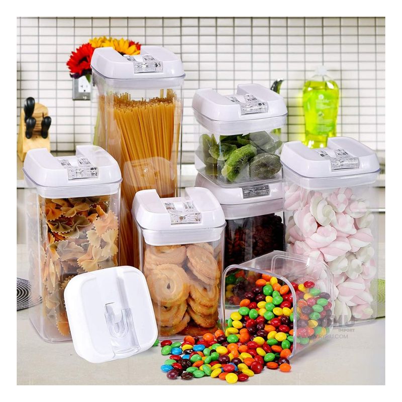 RYBIU IMPORT - Recipientes en Set de 7 Tapa Blanca Y+Regalo Stickers