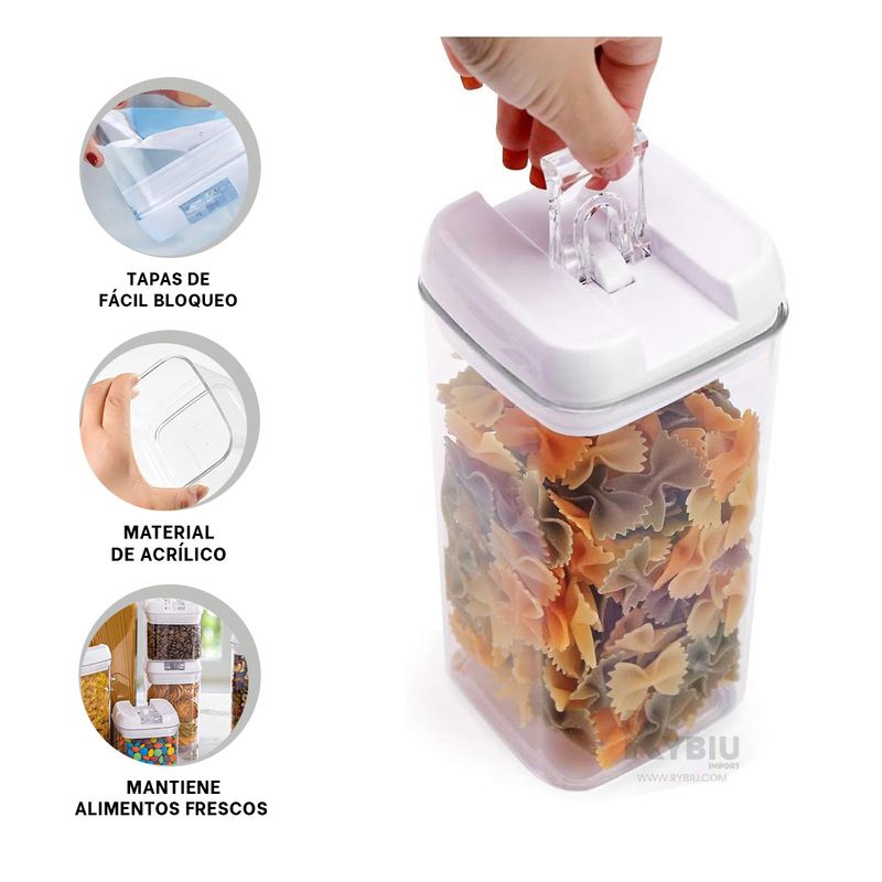 RYBIU IMPORT - Pack de Recipientes en Tapa Blanca Y+Banderitas Adhesivas