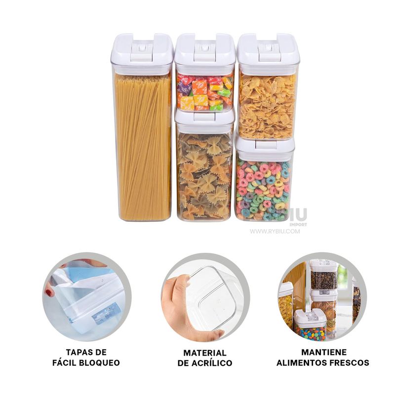 RYBIU IMPORT - Set Util para Cocina Tapa Blanca Y+Regalo Ligas para Peinar