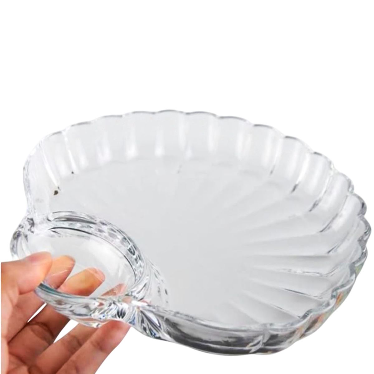 HYGGE - Set de 4 Plato de Vidrio de Concha Marina para Aperitivos