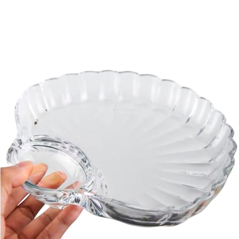 HYGGE - Set de 4 Plato de Vidrio de Concha Marina para Aperitivos
