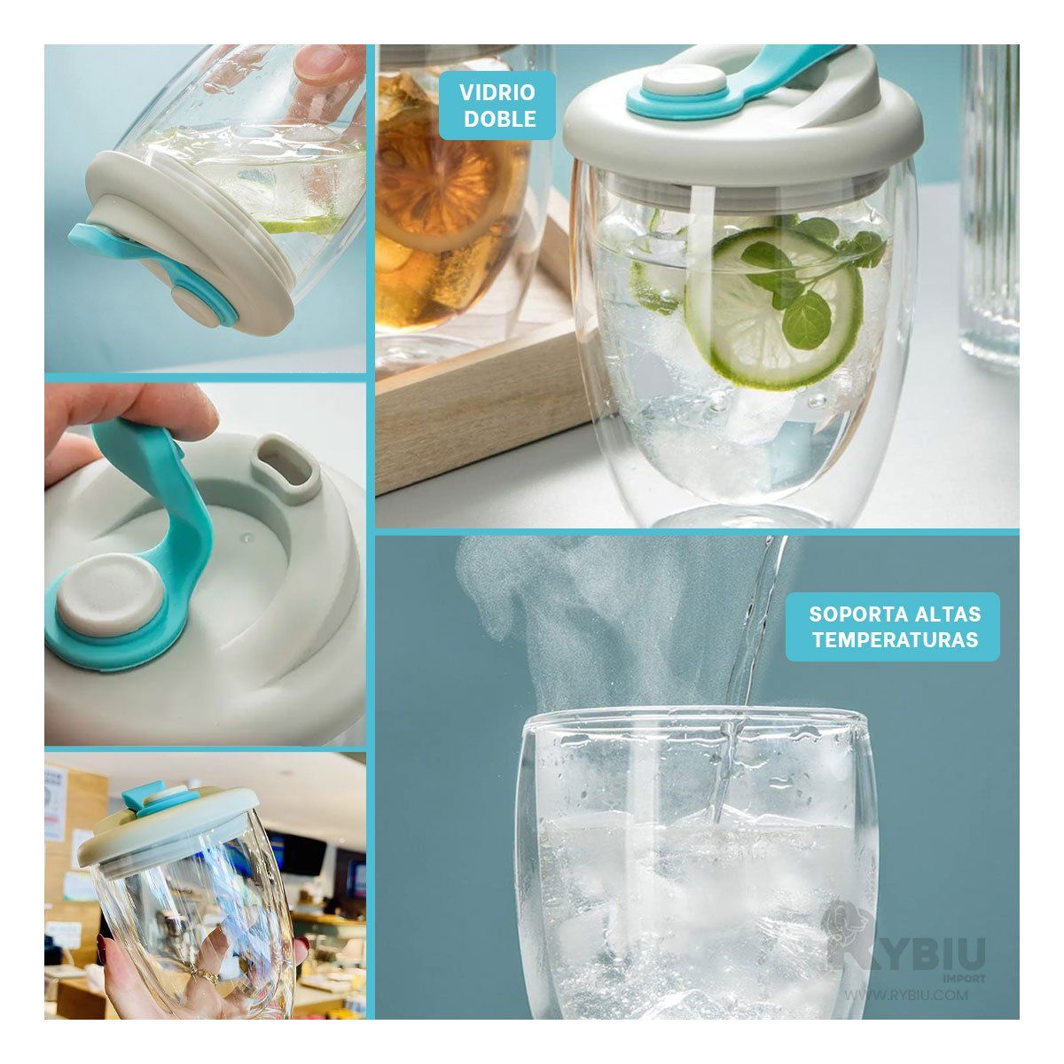 GENERICO - Vaso Practico para Jugos en Celeste 350ml Y+Regalo Stickers