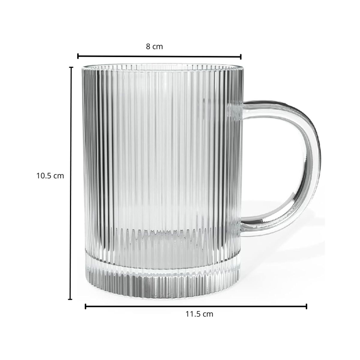 HYGGE - Set de 6 Tazas Acanaladas de Vidrio 310 ml