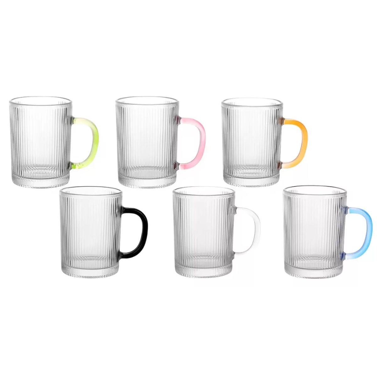 HYGGE - Set de 6 Tazas Acanaladas de Vidrio 310 ml